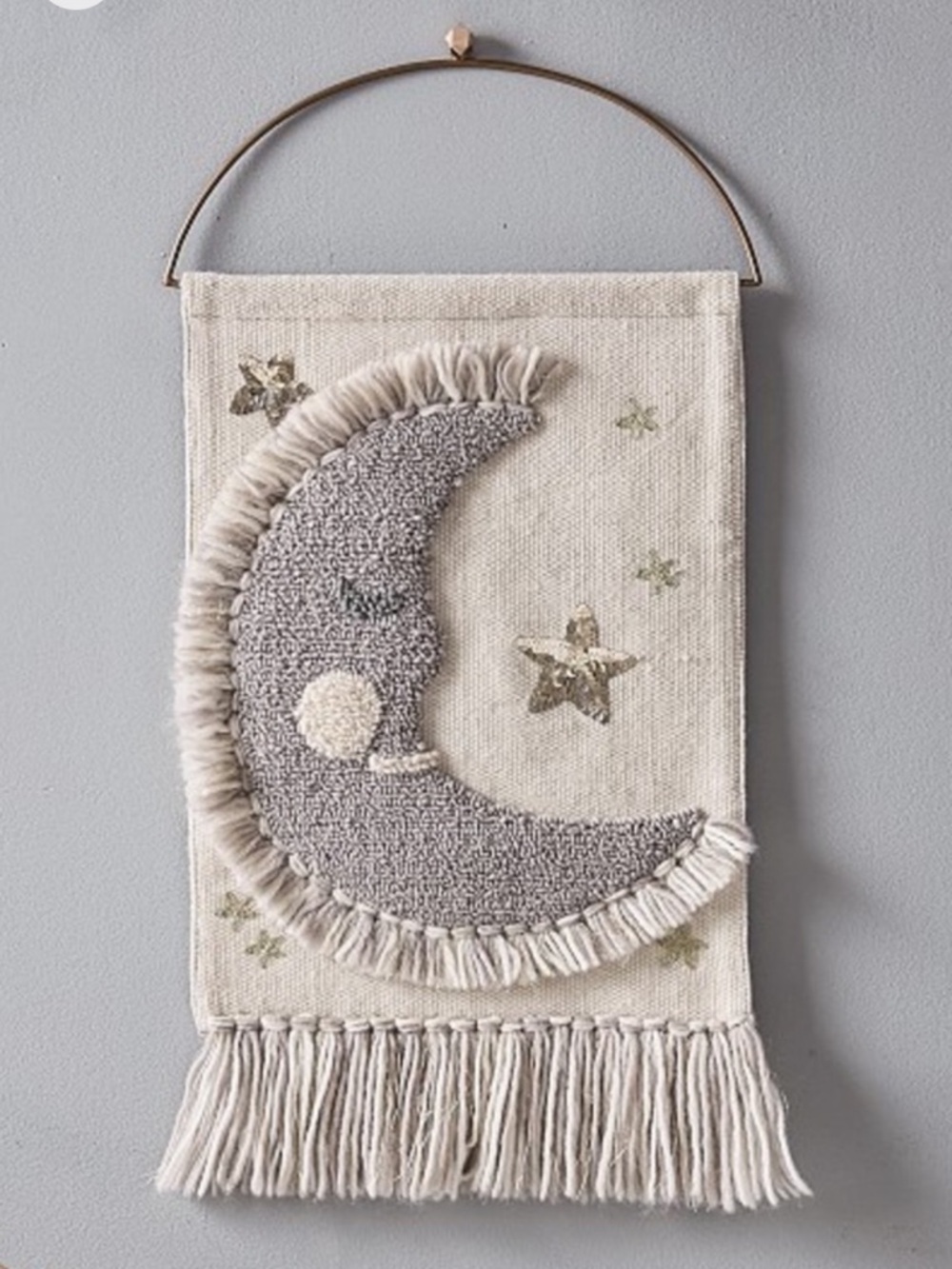 Pottery Barn Kids Moon & Stars Wool Wall Hanging Tapestry Nursery Decor Boho